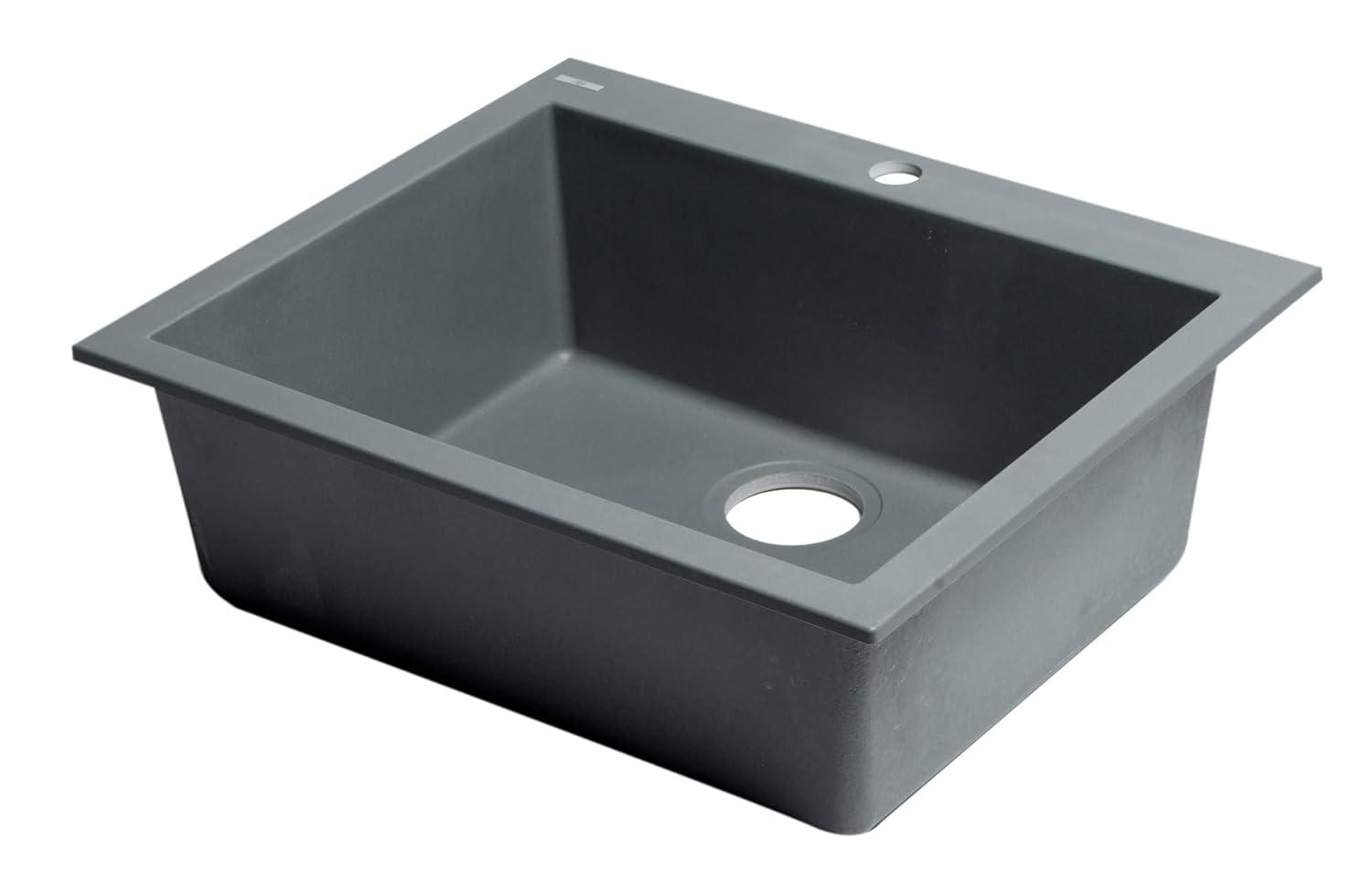 23.63'' L Drop-In Single Bowl Granite Kitchen Sink