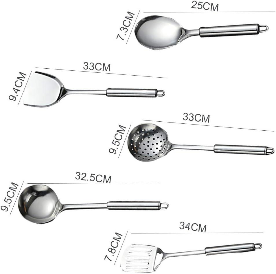 5-Piece Silver Stainless Steel Cooking Utensils Set