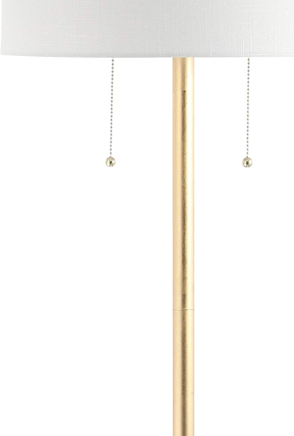 Newman Classic Gold Leaf 61.5" Metal LED Floor Lamp with Linen Drum Shade