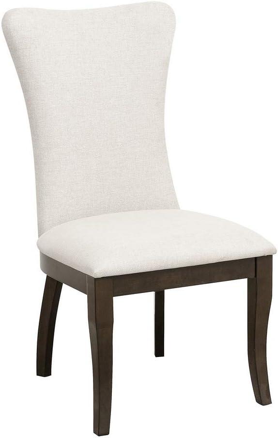 Traditional Off-White Upholstered Wood Swivel Side Chair