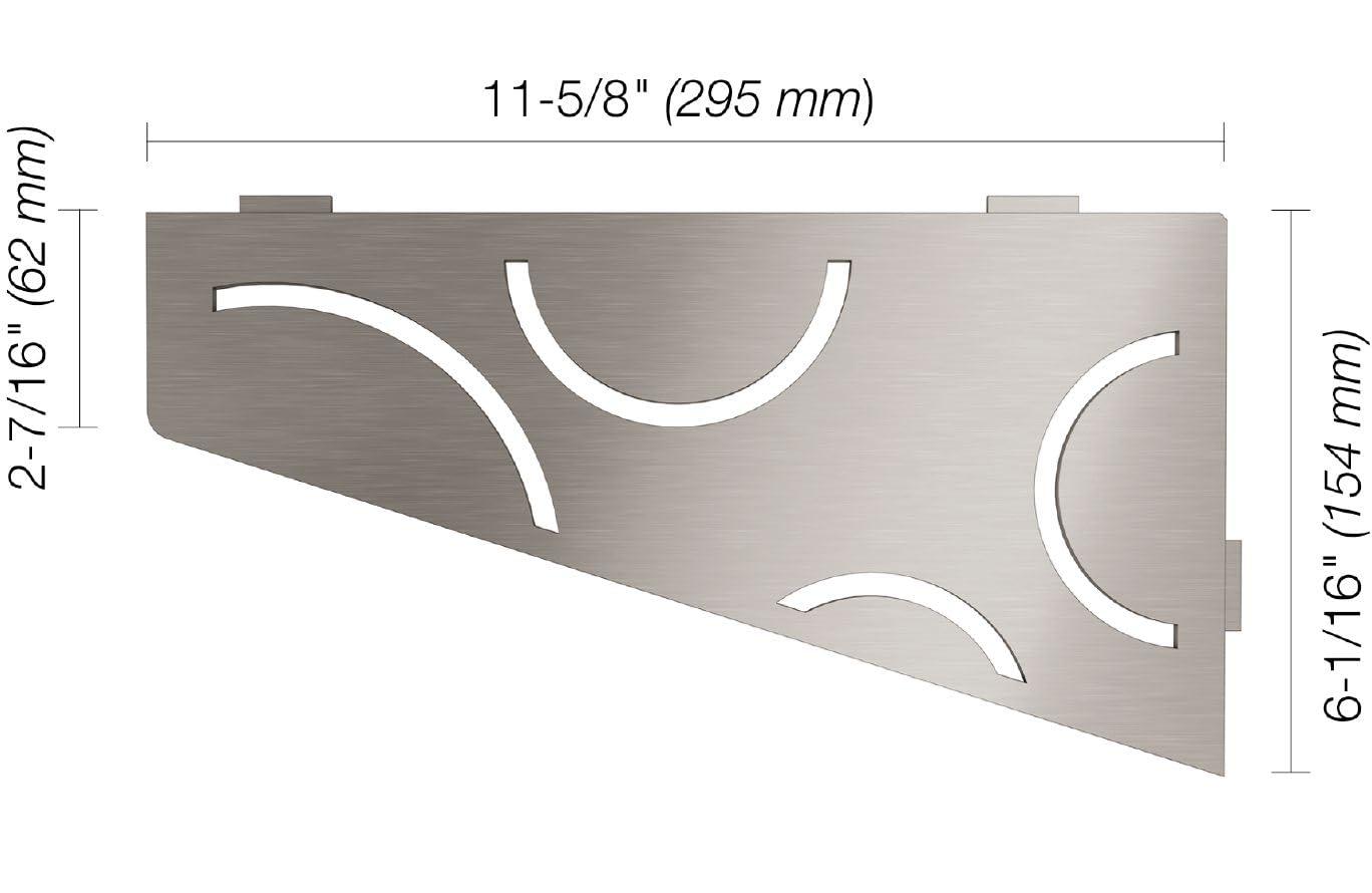 Systems Quadrilat Corner Shelf-E - Curve Design - Brushed Stainless Steel (SES3D6EB) - Kerdi-Line Shower Acessory