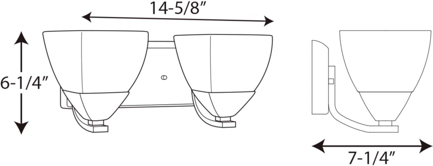 Progress Lighting, Appeal Collection, 2-Light Bath, Brushed Nickel, Etched White Glass Shades