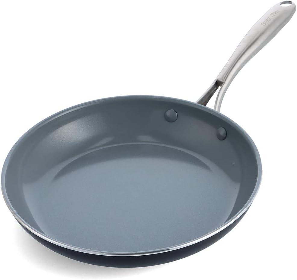 Gray Aluminum Ceramic Nonstick 10" Frying Pan with Stainless Steel Handle