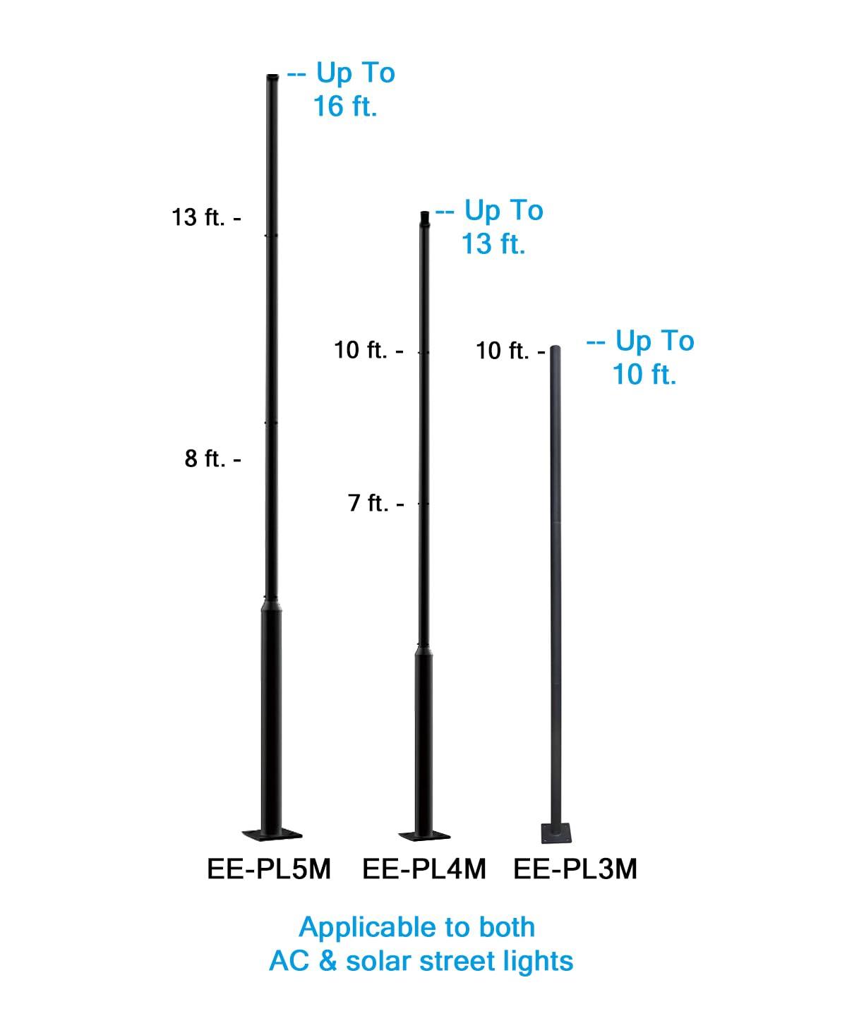 2.5 in - 3 in. up to 13 ft. Black Outdoor Universal Metal Light Post Pole w/ Metal Rebar Cage