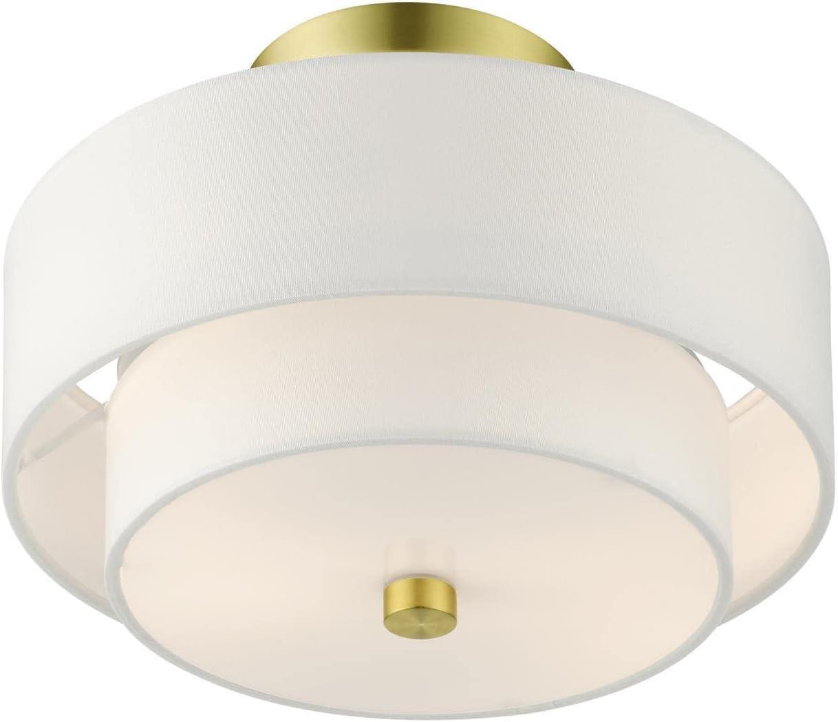 Satin Brass Glass Drum LED Indoor/Outdoor Light Fixture