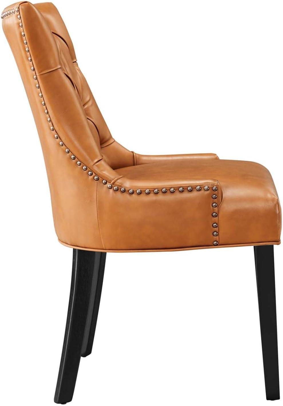 Modway Regent Vinyl Dining Chair Black: Upholstered, Wood Frame, Spot Clean, No Tools Assembly