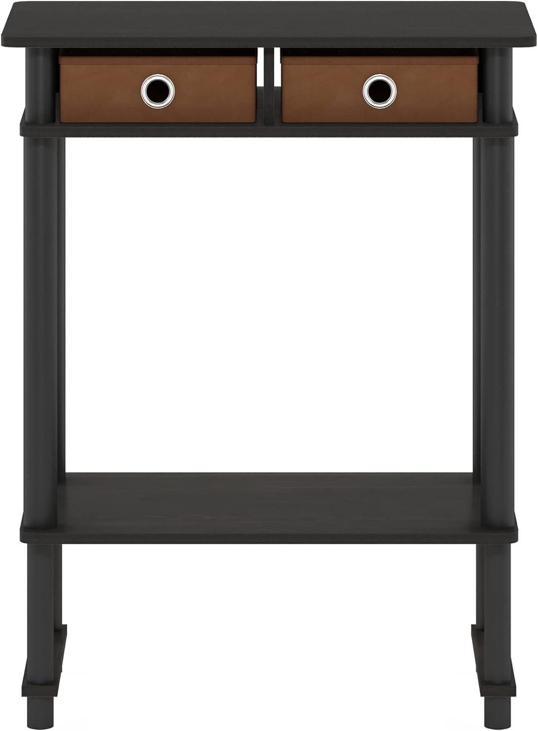 Furinno Turn-N-Tube Tall-Wide Hallway Console Table with Bin, Espresso/Brown