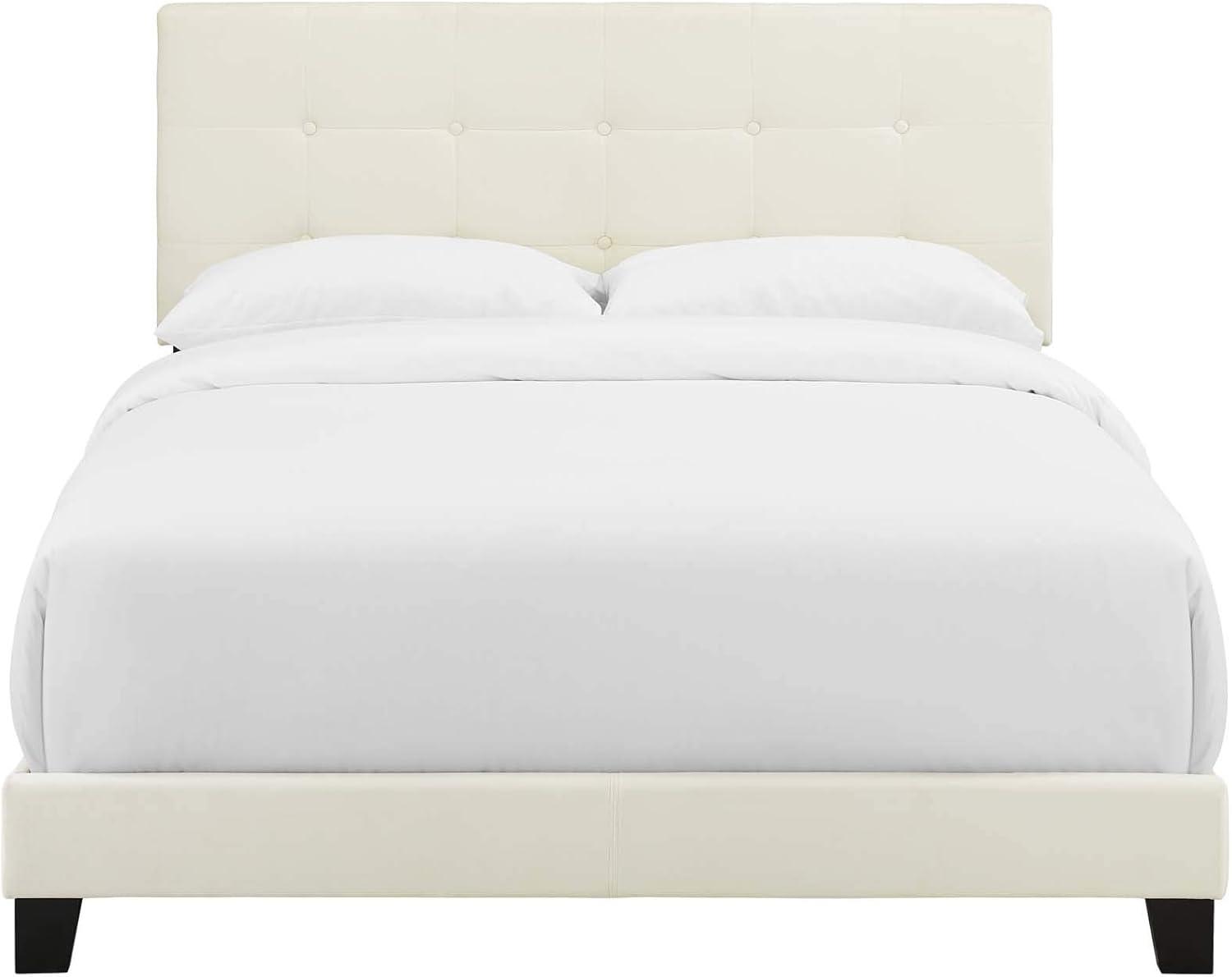 Modway Amira King Modern Style Performance Velvet Bed in Ivory