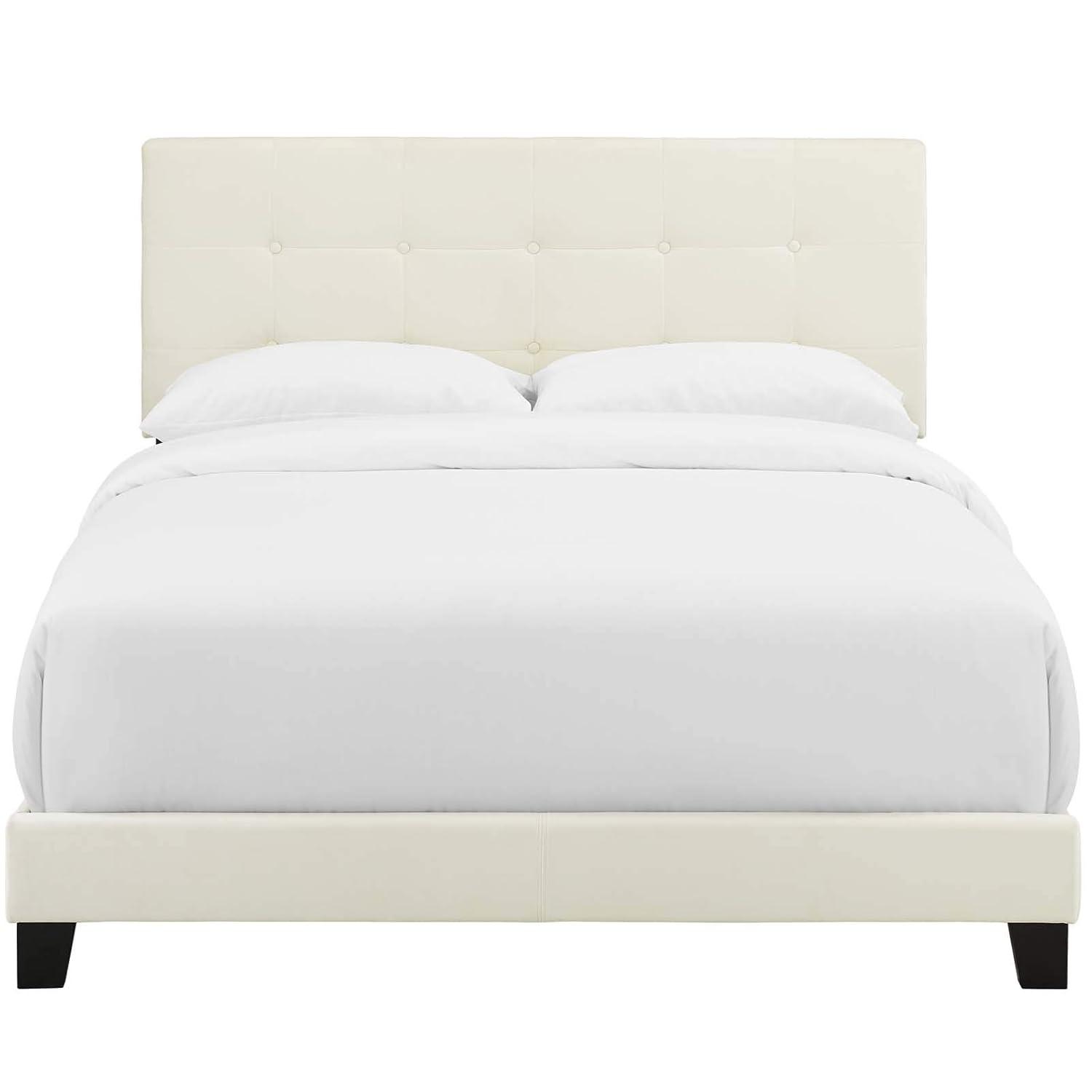 Modway Amira King Modern Style Performance Velvet Bed in Ivory