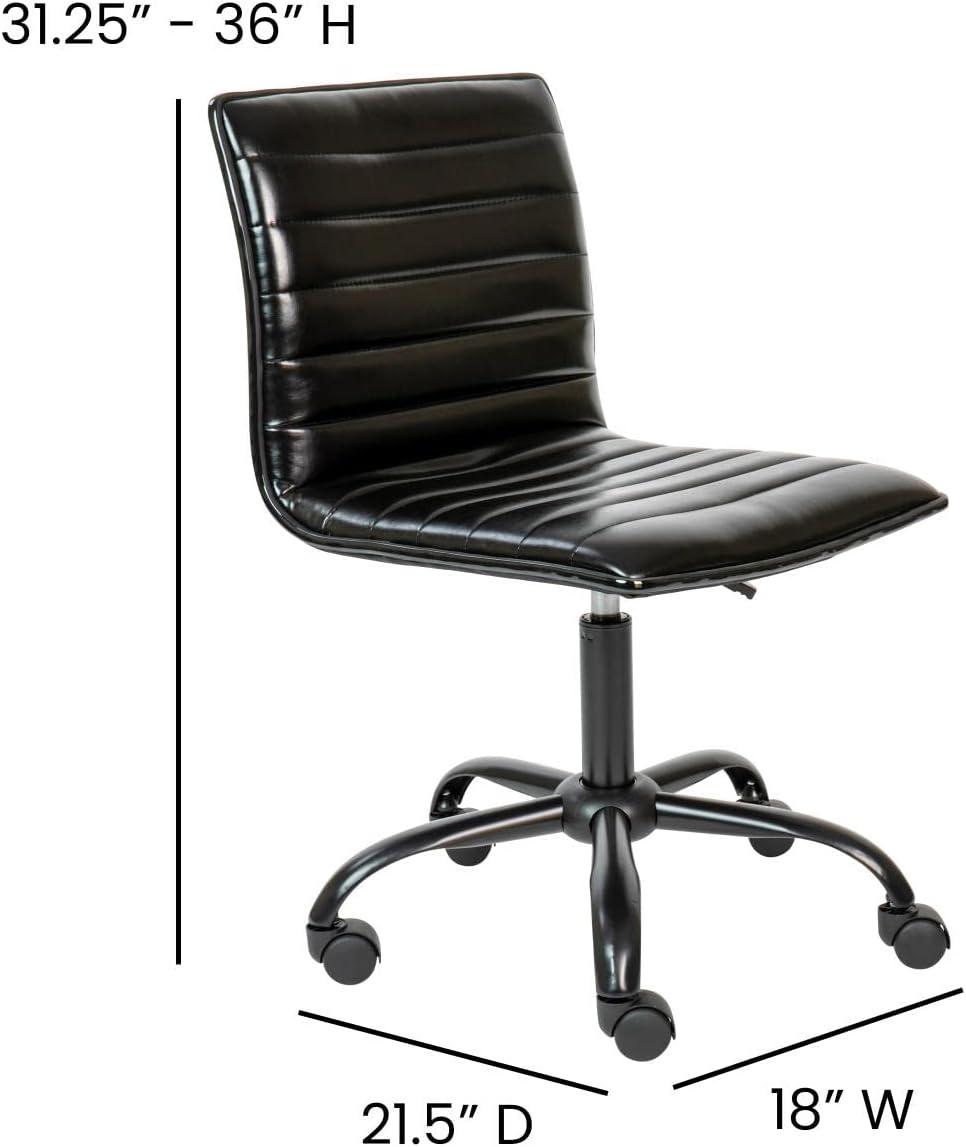 Flash Furniture Low Back Designer Armless Ribbed Swivel Task Office Chair