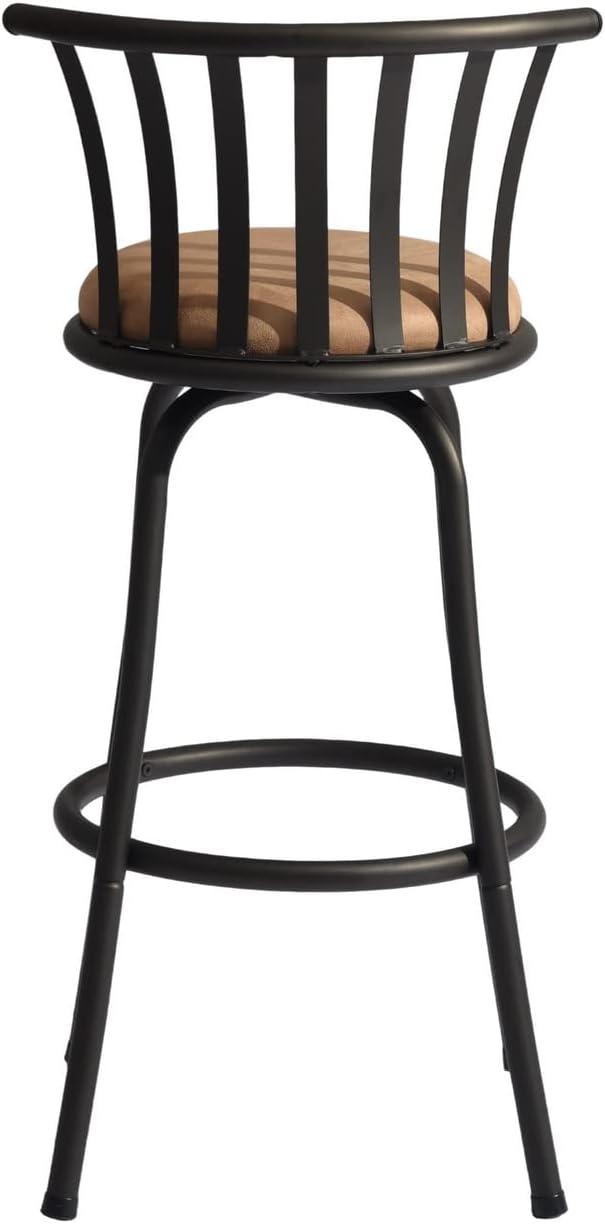 Camel Brown Metal Swivel Bar Stool with Microsuede Seat