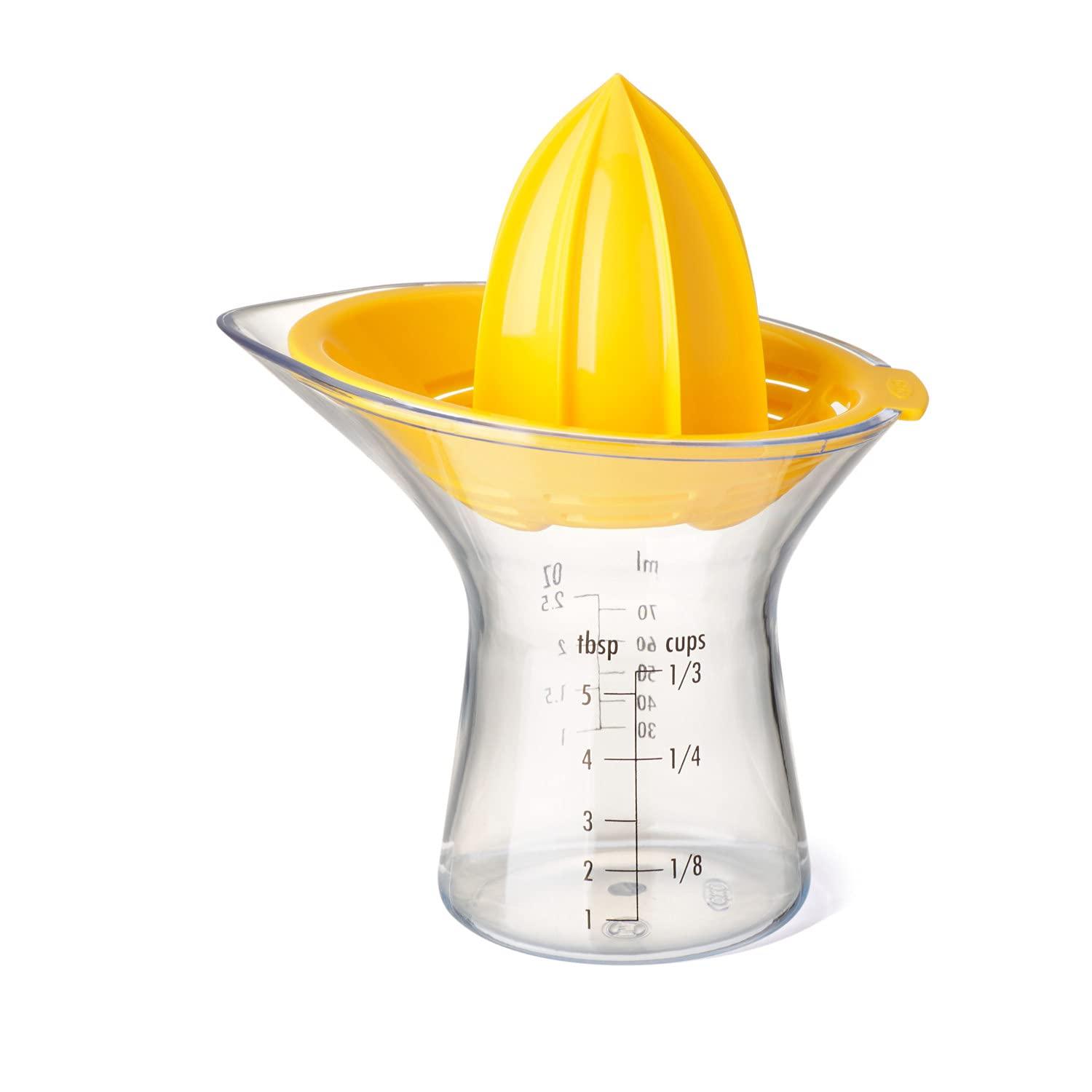 Yellow and Clear Plastic Citrus Juicer with Measurement Markings