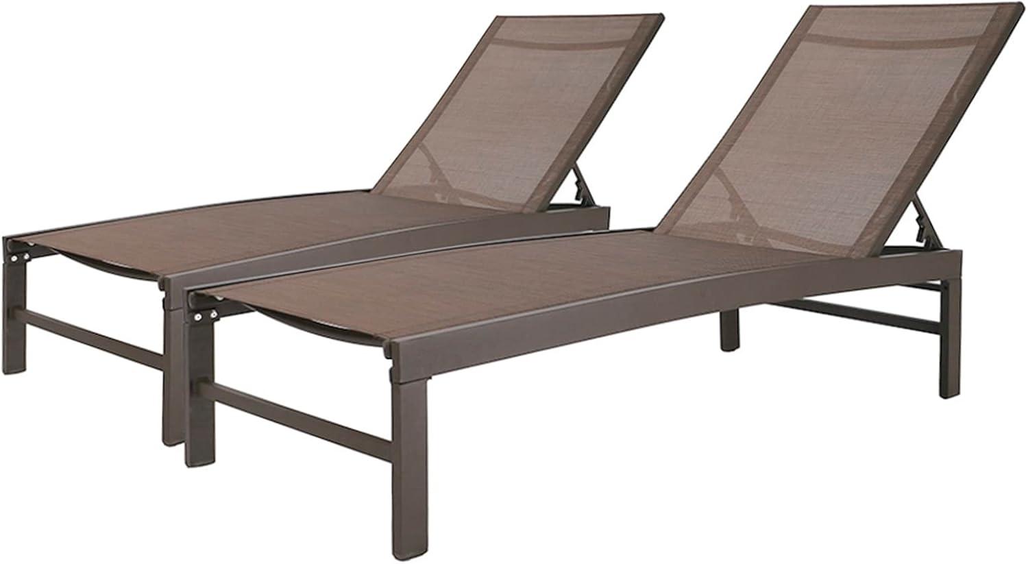 2pk Adjustable Aluminum Outdoor Chaise Lounges - Weather-Resistant, Easy-Care Patio Furniture - Crestlive Products: Rust-Resistant, Spot Clean