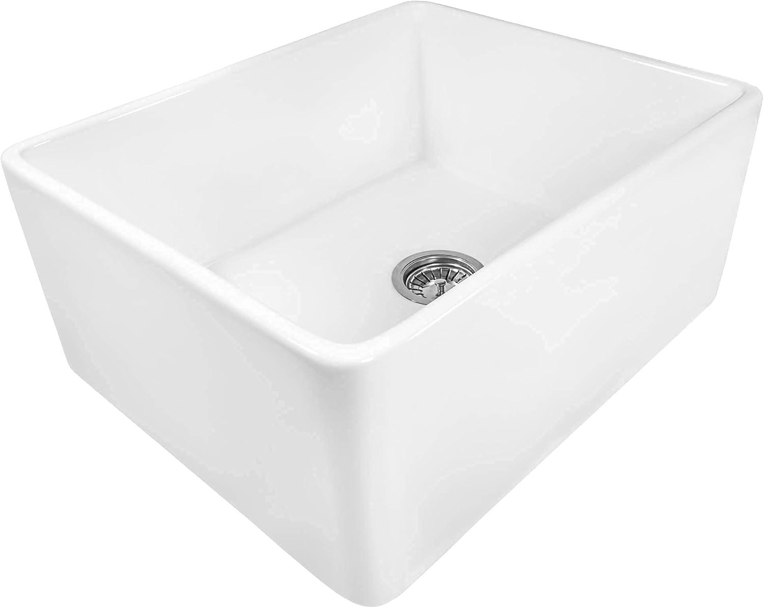 Ruvati 23-inch Fireclay Farmhouse Kitchen Laundry Utility Sink Single Bowl - White