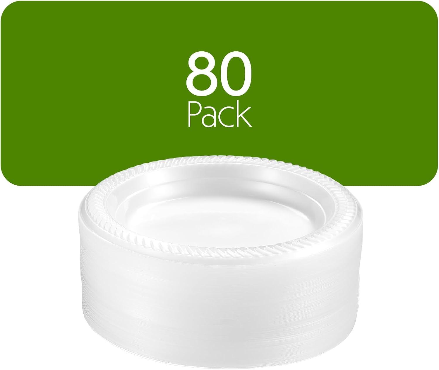 PLASTICPRO Clear Plastic Plates 6” Disposable Plates for Party, BBQ and Events, 80 Pack