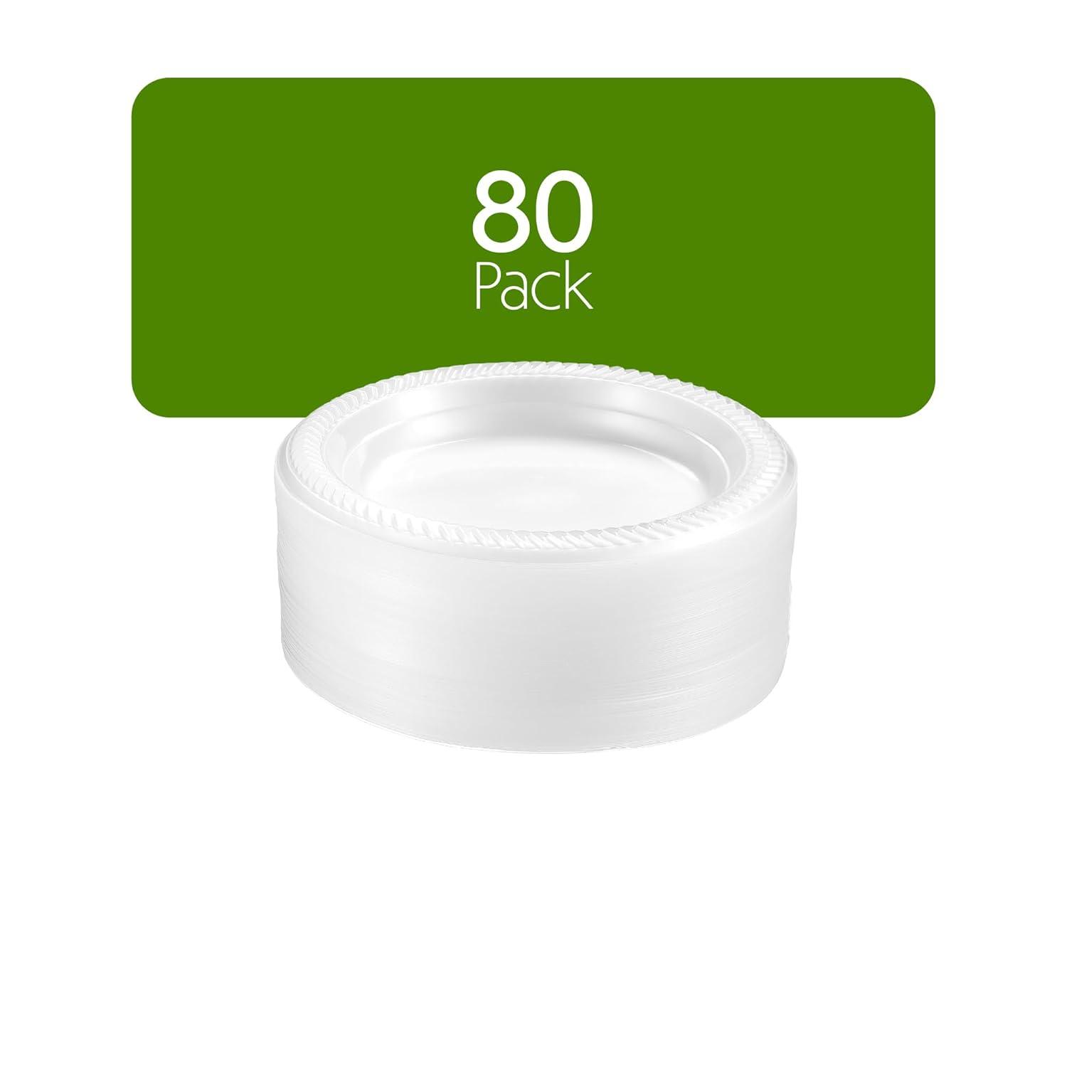 PLASTICPRO Clear Plastic Plates 6” Disposable Plates for Party, BBQ and Events, 80 Pack