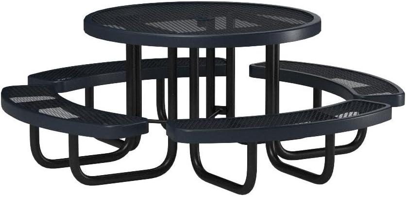 46" Round Dark Blue Expanded Metal Picnic Table