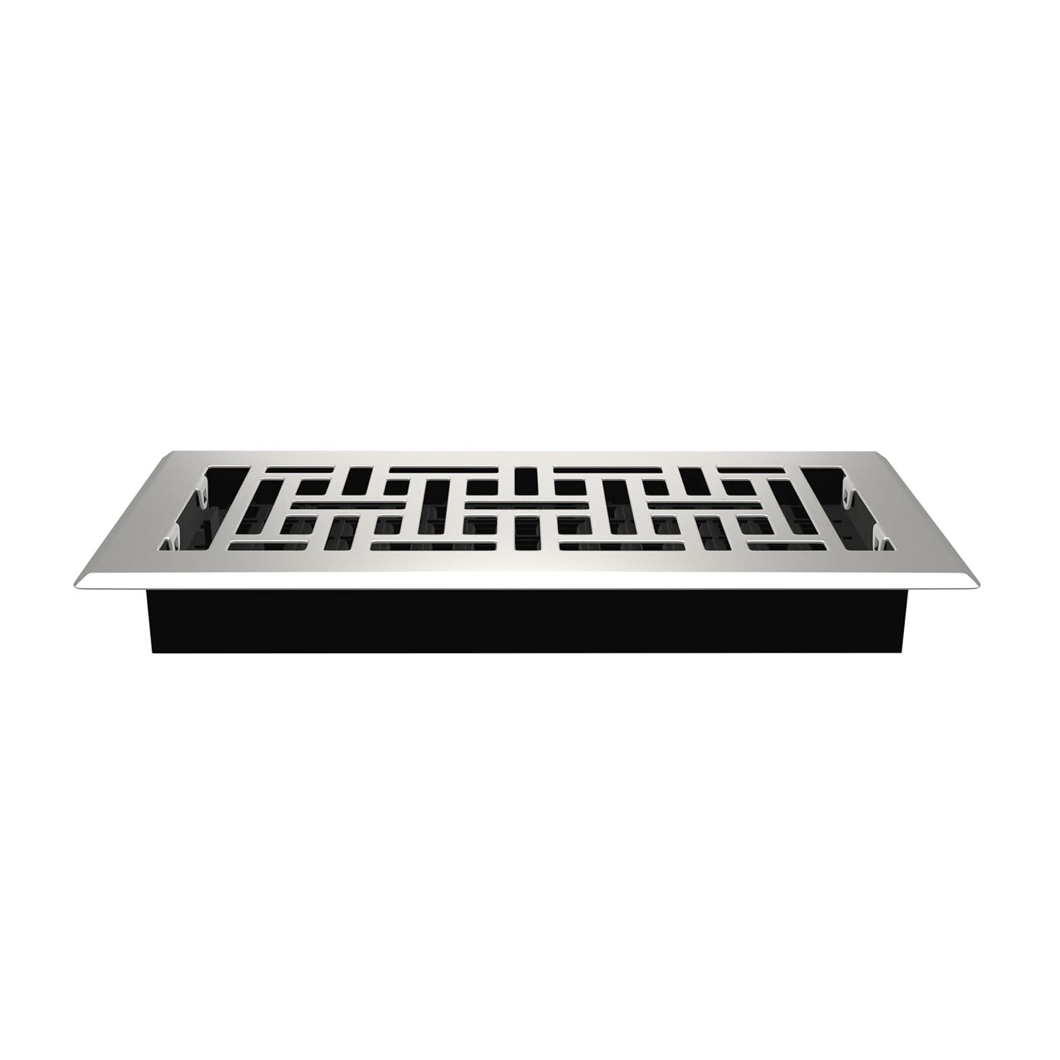 Decor Grates AJH410-NKL Oriental Floor Register, 4x10 Inches, Brushed Nickel Finish