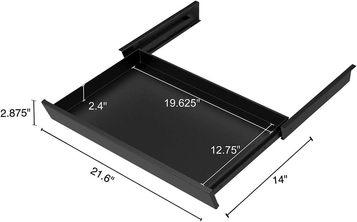 Stand Up Desk Store Add-On Office Sliding Under-Desk Drawer Storage Organizer for Standing Desks | Requires 14" of Front to Back Clearance Beneath