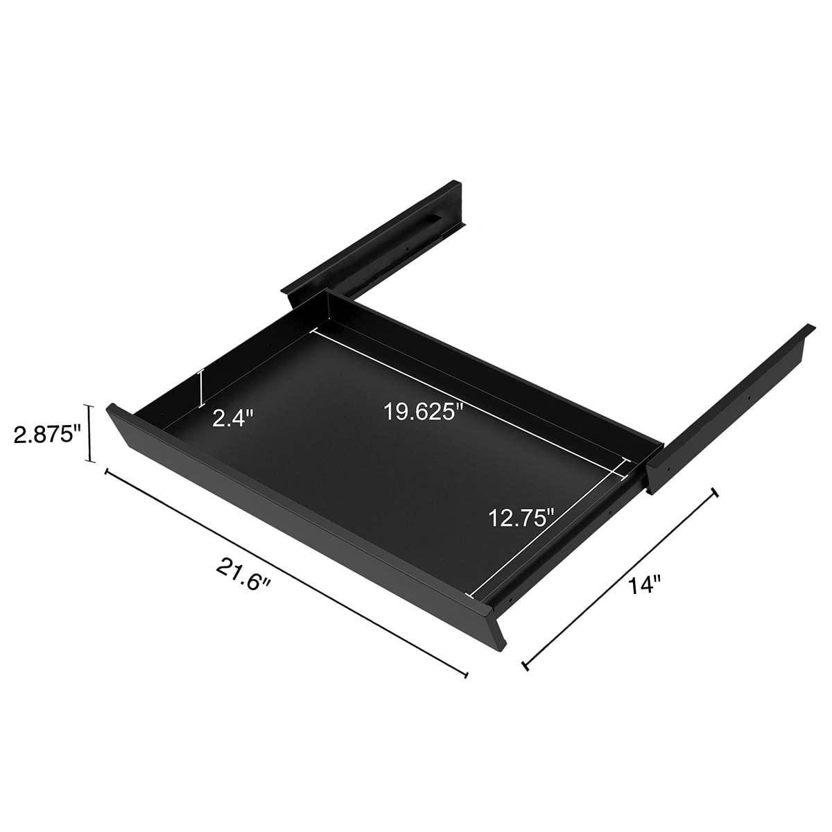 Stand Up Desk Store Add-On Office Sliding Under-Desk Drawer Storage Organizer for Standing Desks | Requires 14" of Front to Back Clearance Beneath
