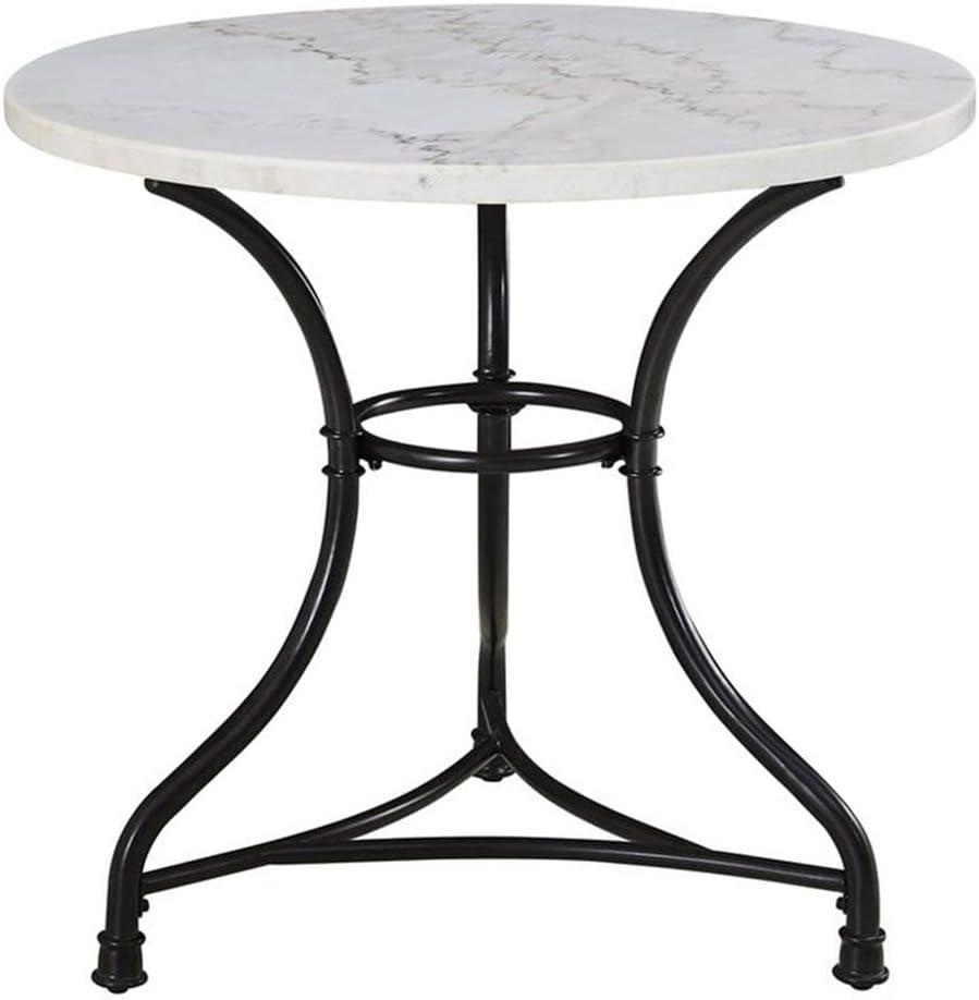 Claire Round Cafe Table White/Black - Steve Silver Co.: 34" Iron Base, Marble Top, Seats 2