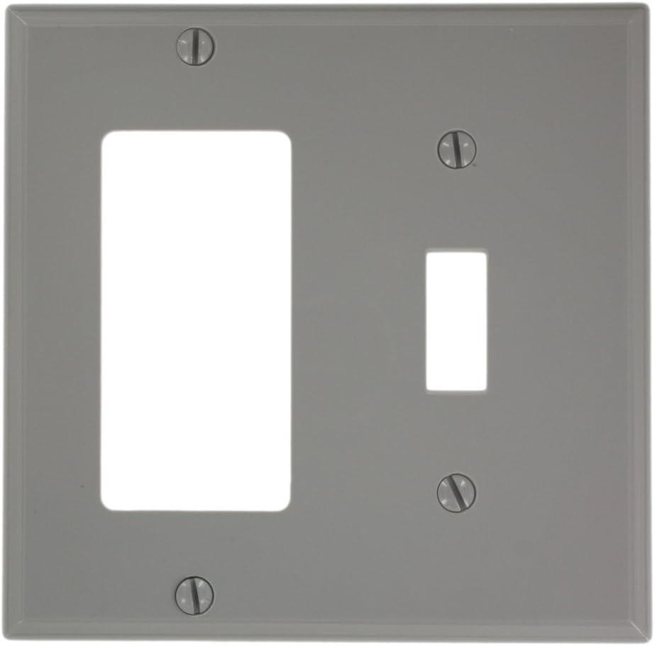 Gray Thermoplastic 2-Gang Toggle and Decora Wallplate