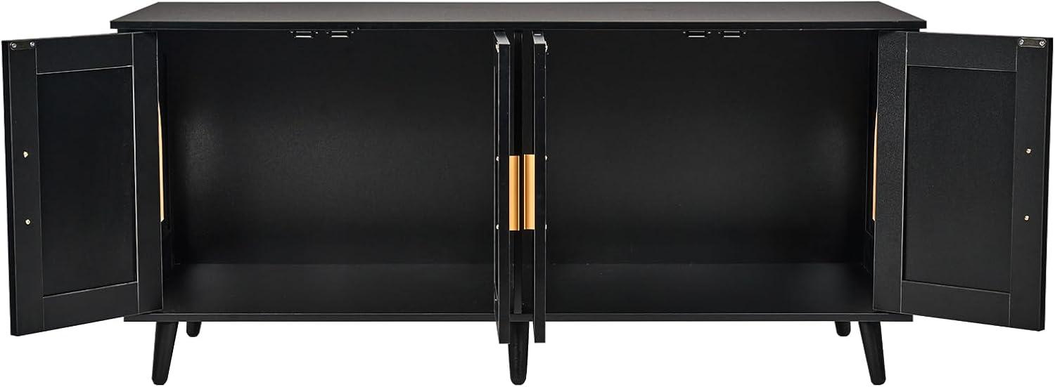 VEVOR Cat Litter Box Enclosure for 2 Cats, Litter Box Furniture Hidden with Rattan Decorated Doors, Wooden Cat Box Cabinet, Black