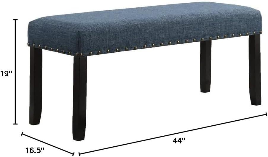 Roundhill Furniture Biony Upholstered Bench, Blue