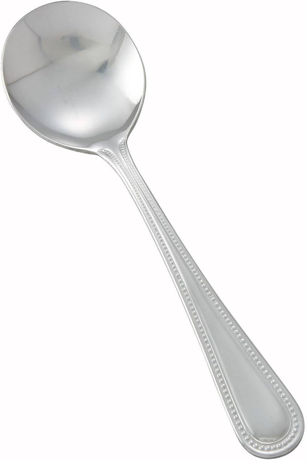 Winco Dots Stainless-Steel Bouillon Spoon, Heavyweight, 6.75" (12 Pack) (Set of 12)
