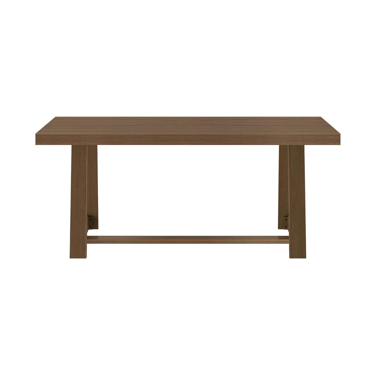 Pecan Wirebrush Solid Pine Wood Dining Table for Six