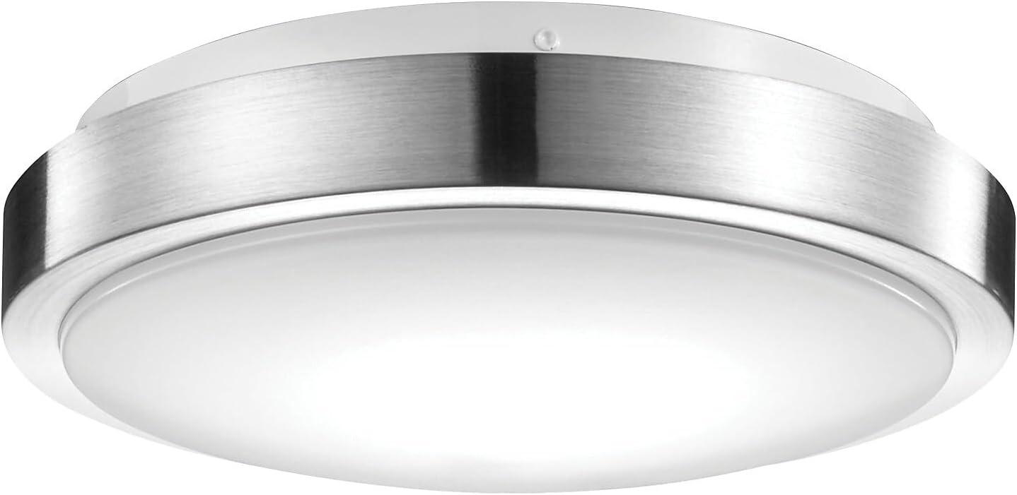 Sleek Brushed Nickel 11" Smart LED Flush Mount with Voice Control