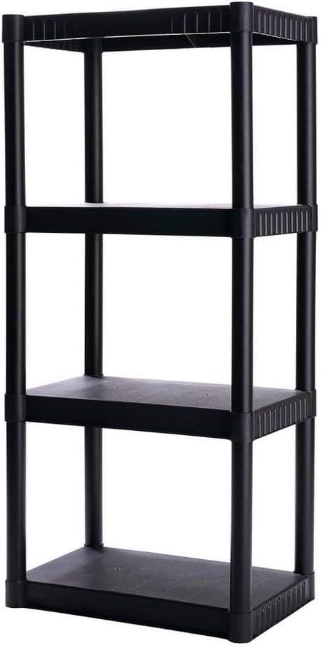 Plano 4-Tier Black Heavy-Duty Plastic Storage Shelves