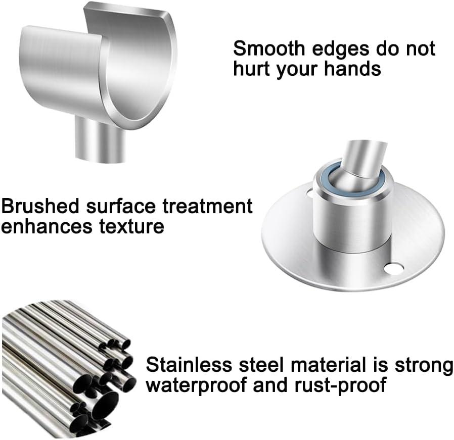 Shower Head Holder Wall Mount,Stainless Steel Handheld Shower Head Holder,Adjustable Shower Spray Holder Metal Shower Head Bracket,Brushed Finish