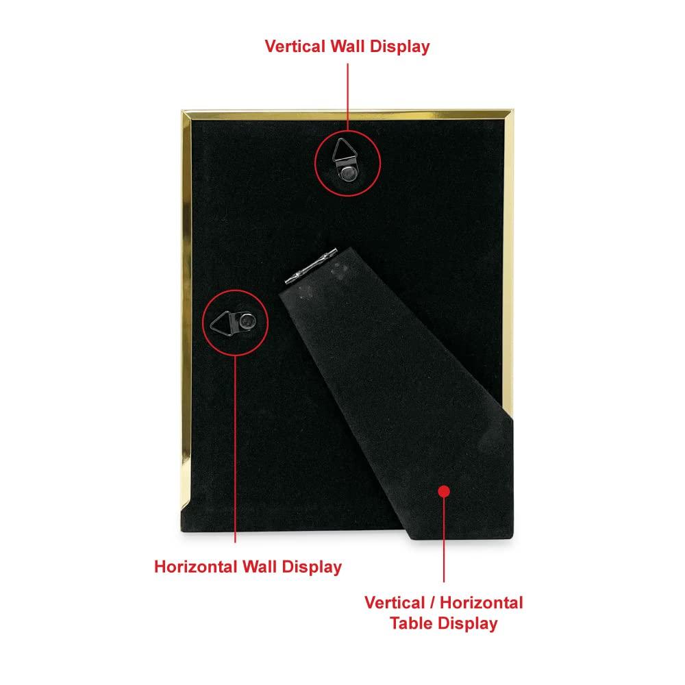 Isaac Jacobs 6x8 Matted 4x6 Gold Metal Picture Frame, Classic Metal Photo Frame Made For Tabletop & Hanging Display, Home and Office Dcor, Photo Gallery