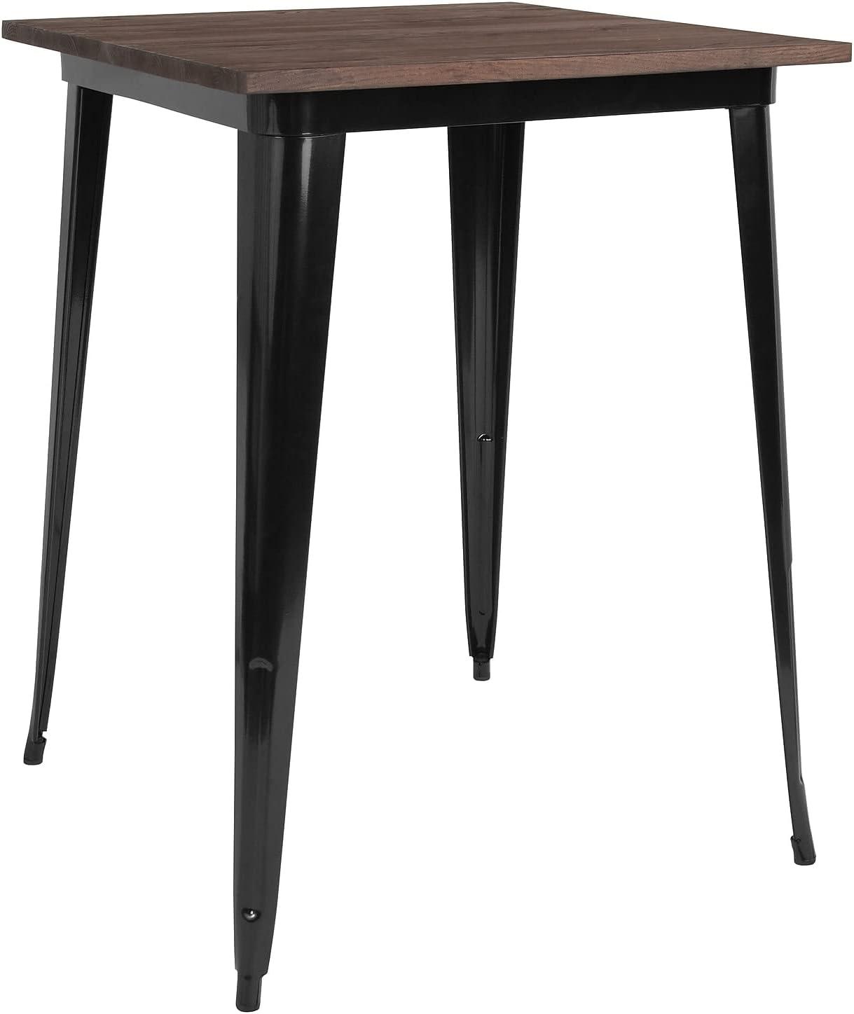 Flash Furniture 31.5" Square Metal Indoor Bar Height Table with Rustic Wood Top