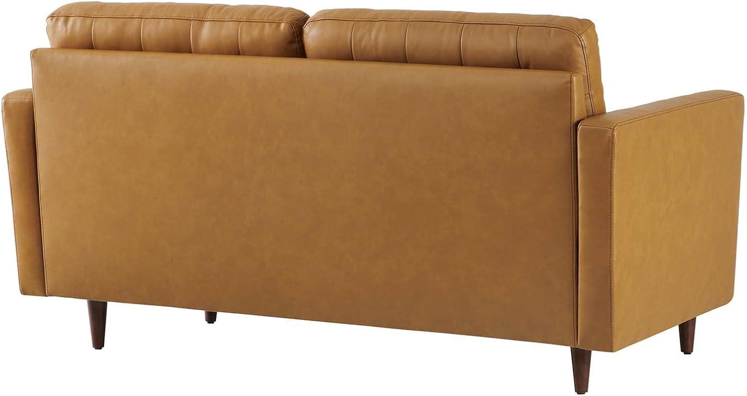 Modway Exalt Modern Style Tufted Vegan Leather Loveseat in Tan