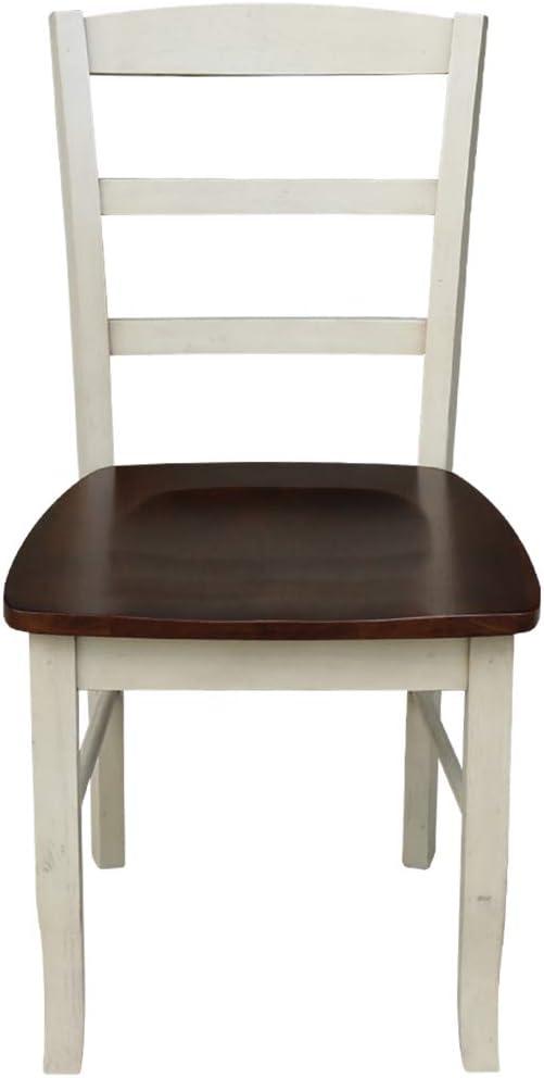 Set of 2 Madrid Ladderback Chairs Antiqued Almond/Espresso - International Concepts: Solid Wood, Unupholstered, Spot Clean