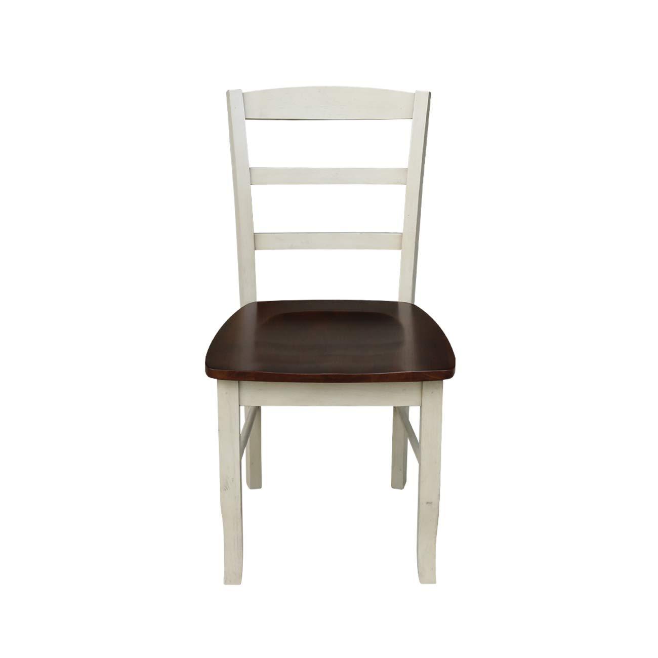 Set of 2 Madrid Ladderback Chairs Antiqued Almond/Espresso - International Concepts: Solid Wood, Unupholstered, Spot Clean
