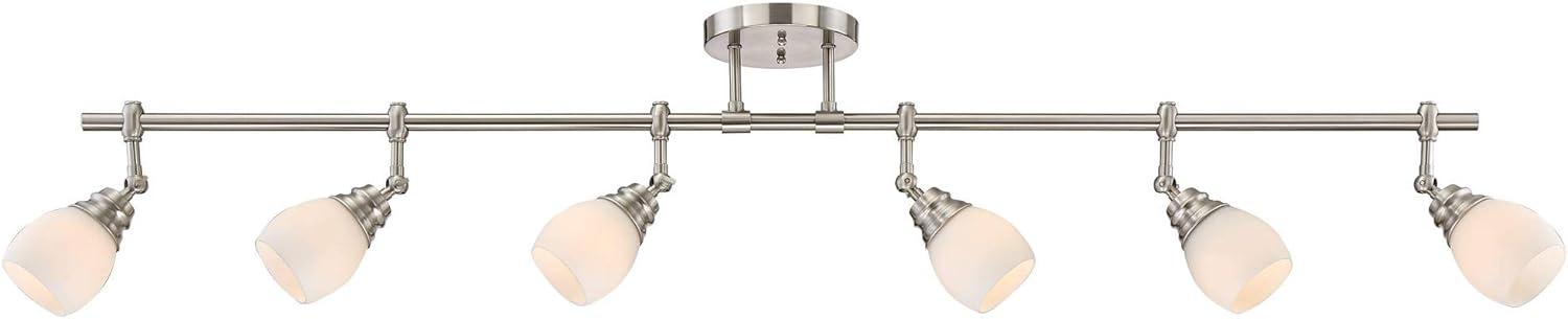 Pro Track Elm Park 6-Head Ceiling Track Light Fixture Kit Spot Light Directional Silver Brushed Nickel Finish Glass Modern Kitchen 57 1/2" Wide