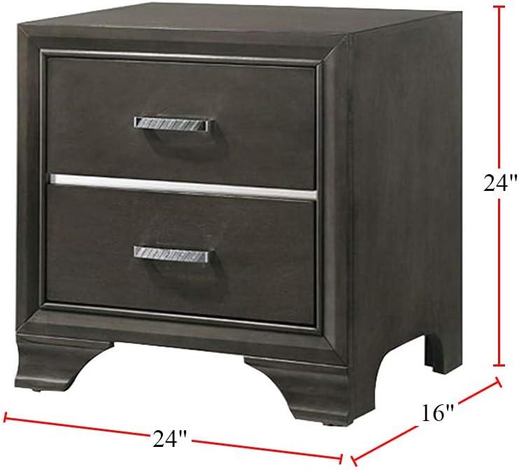 Wooden Two Drawer Nightstand With Bracket Legs Gray - Saltoro Sherpi