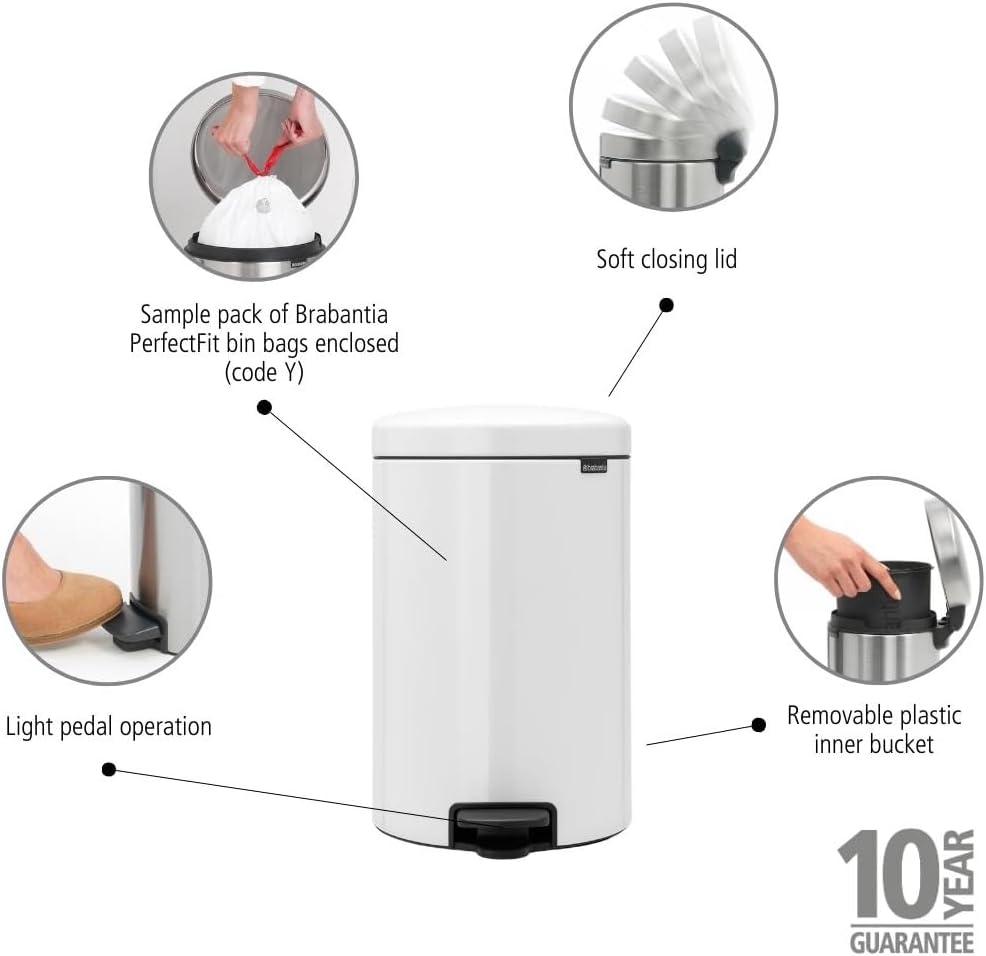 Brabantia Newicon Step On Trash Can, 5.3 Gallon (20 Liter)