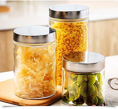 Lawei 6 Pack 27 Oz Clear Glass Jars with Stainless Steel Lids - Glass Food Canister Set Food Storage Jars for Cookie Rice Beans Pasta Snacks