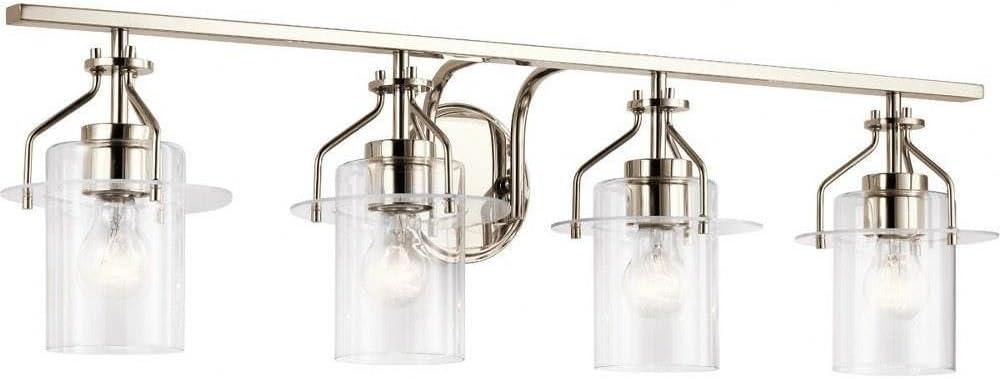 Polished Nickel 4-Light Dimmable Cylinder Vanity Fixture