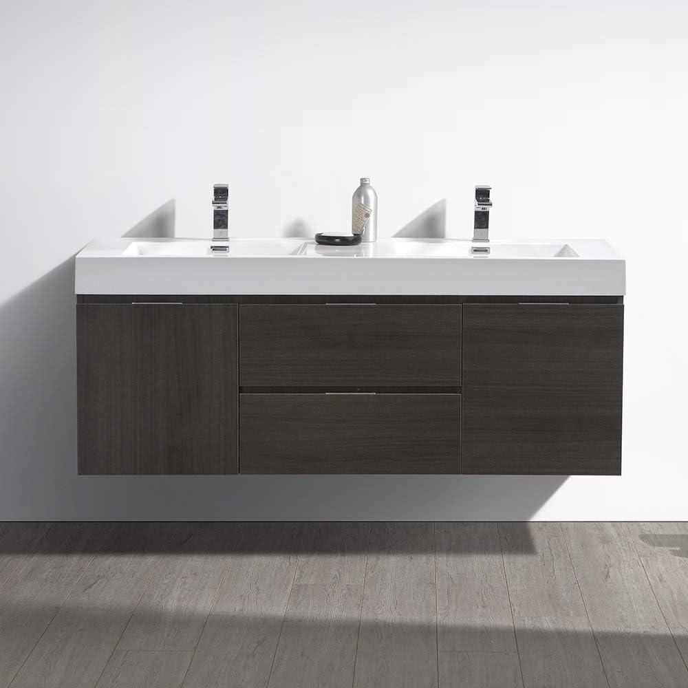 Fresca Valencia 60" Wall Mount Double Sink Bathroom Vanity with Top and Sinks (Faucets Not Included)