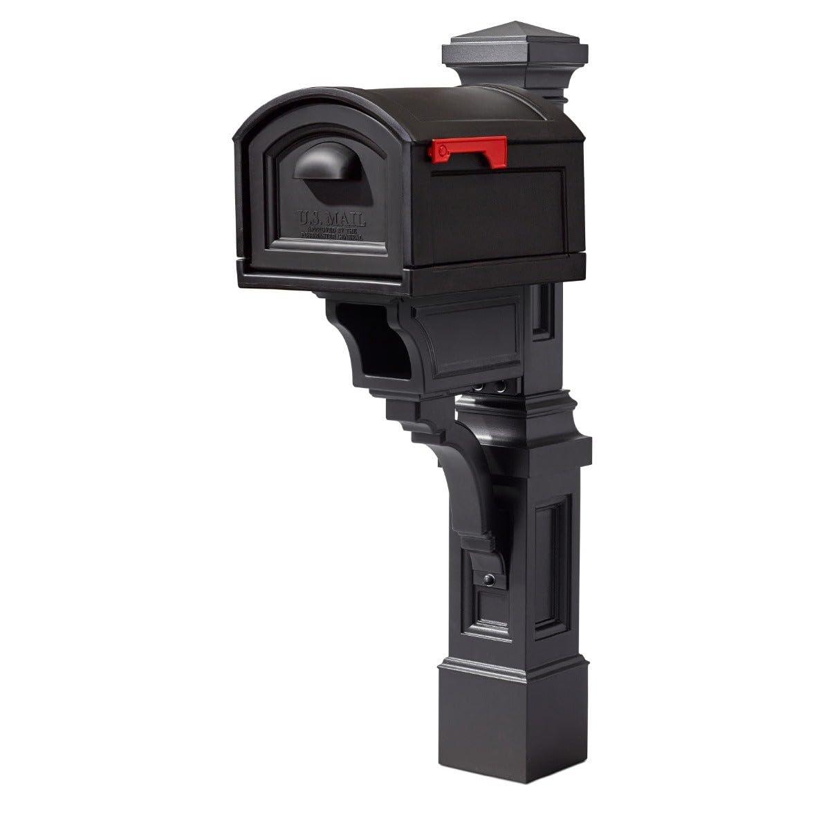 Step2 Atherton Extra Large Mailbox & Post, Weather Resistant, Large Outdoor Mailboxes, Made of Durable Plastic, Easy to Install, Flag Included, Onyx Black