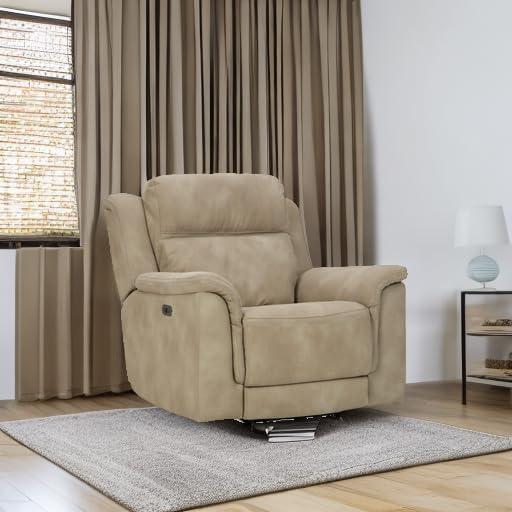 Sand Faux Leather Power Recliner with Adjustable Headrest