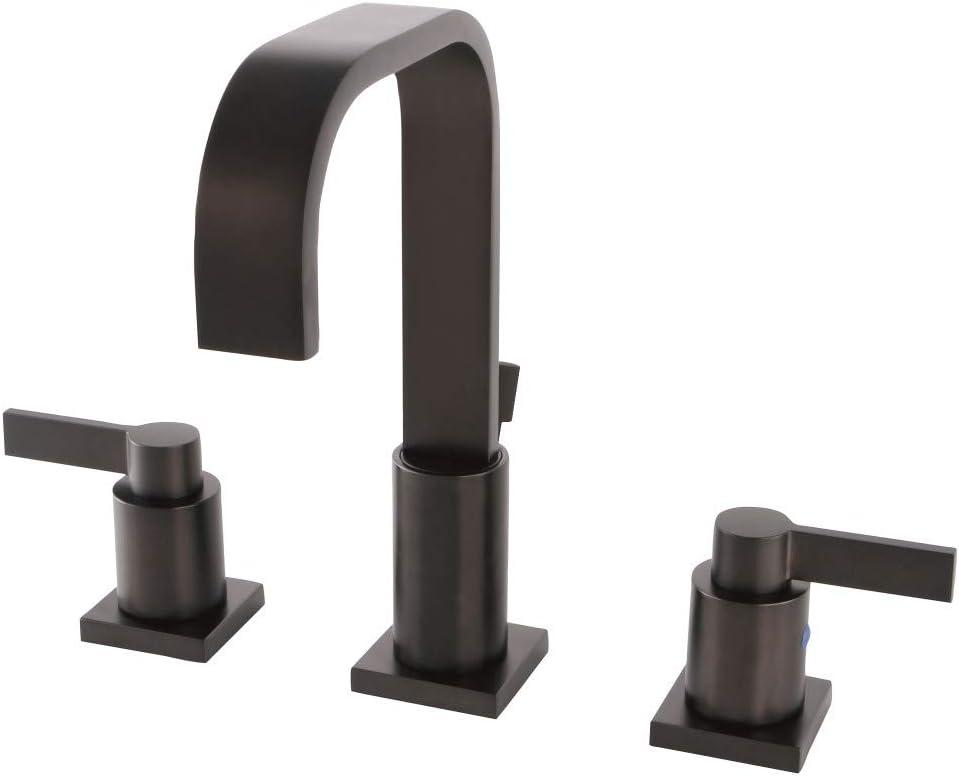 Kingston Brass NuvoFusion Two-Handle 3-Hole Deck Mount Widespread Bathroom Faucet with Retail Pop-Up Drain