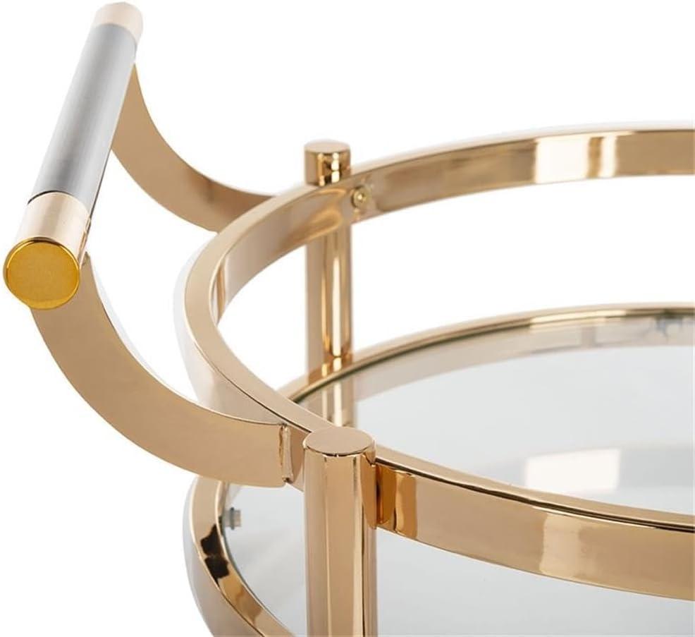 Sienna 2 Tier Round Bar Cart - BCT8001B - Gold/Glass - Safavieh