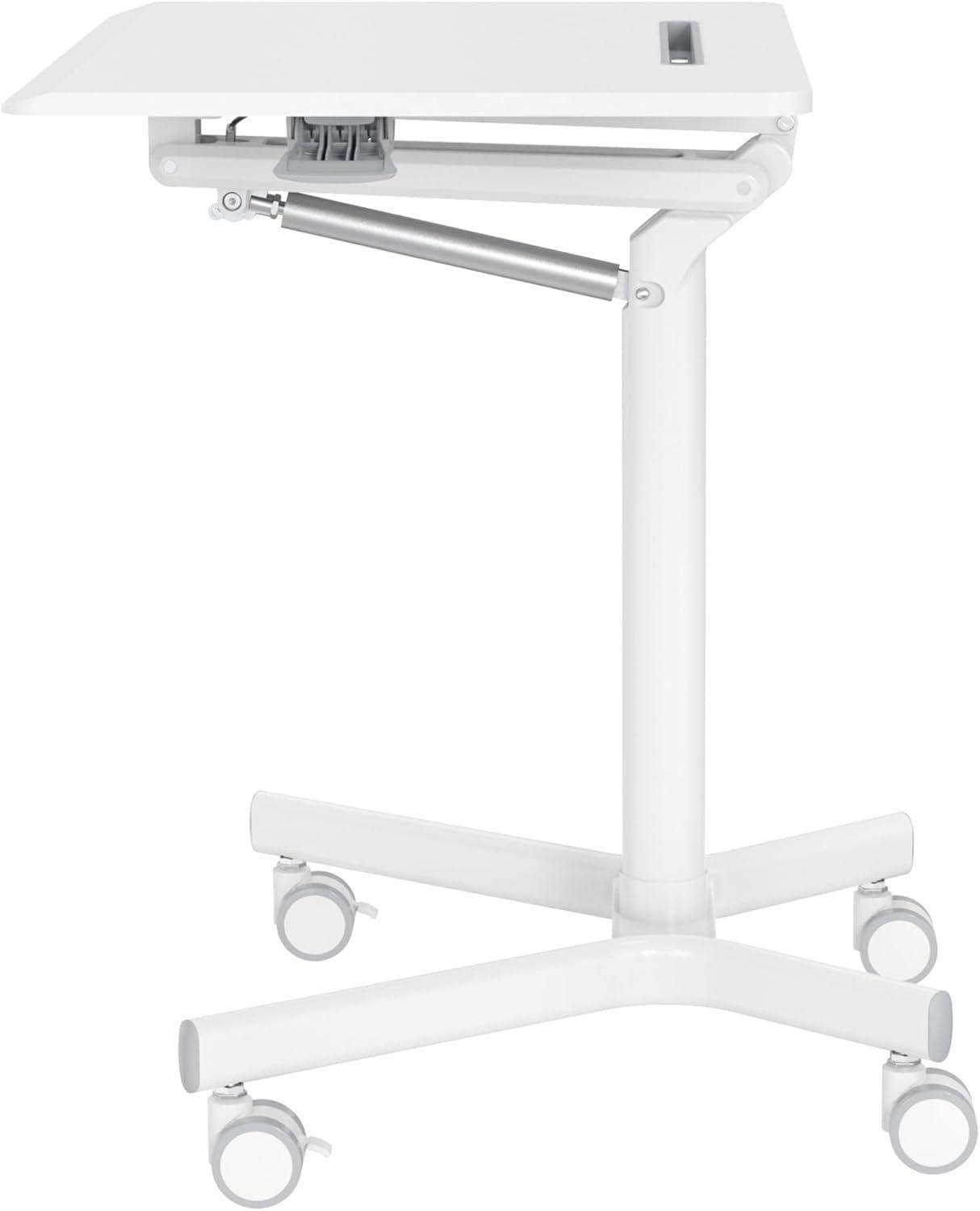 Realspace® 28"W Mobile Sit-to-Stand Compact Desk/Laptop Cart Workstation, 28-3/4"H x 28"W x 22-1/16"D, White