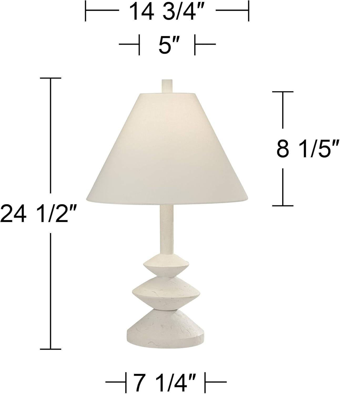 360 Lighting Ashely 24 1/2" High Mid Century Modern Accent Table Lamps Set of 2 White Finish Living Room Bedroom Bedside Nightstand House Office